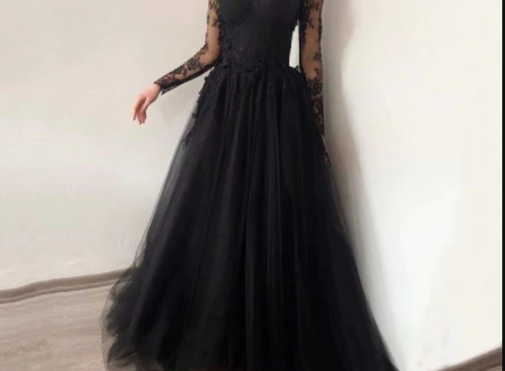 Black Embroidered Ball Gown